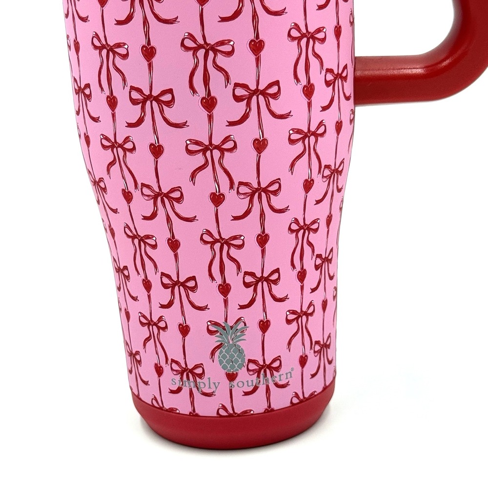 Simply Southern Pink Bow 40oz Tumbler with Handle and Reusable Straw Travel NEW - Picture 5 of 11